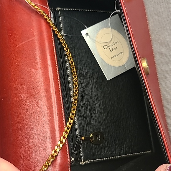 DIOR VINTAGE 2000'S STUNNING RED CALFSKIN LEATHER 3-WAY BAG CONTRAST STITCH/GOLD - Picture 12 of 17